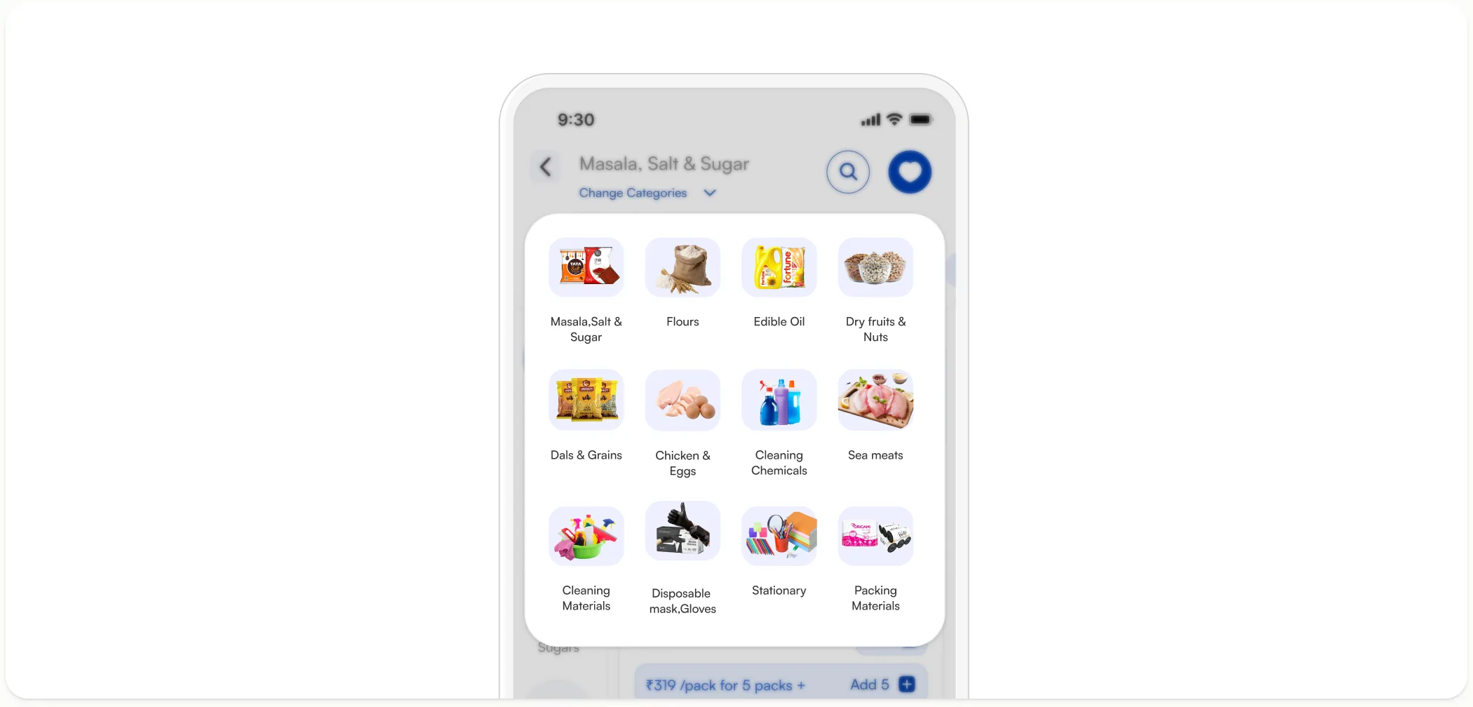 Category switch slide transition