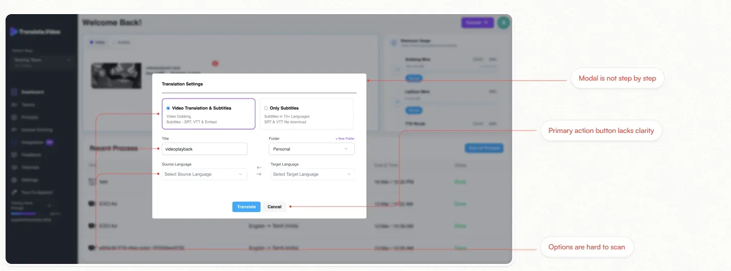 Upload modal, before