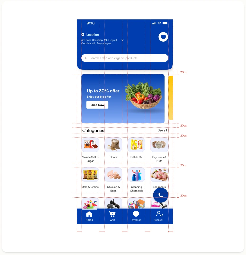Home page spacing grid