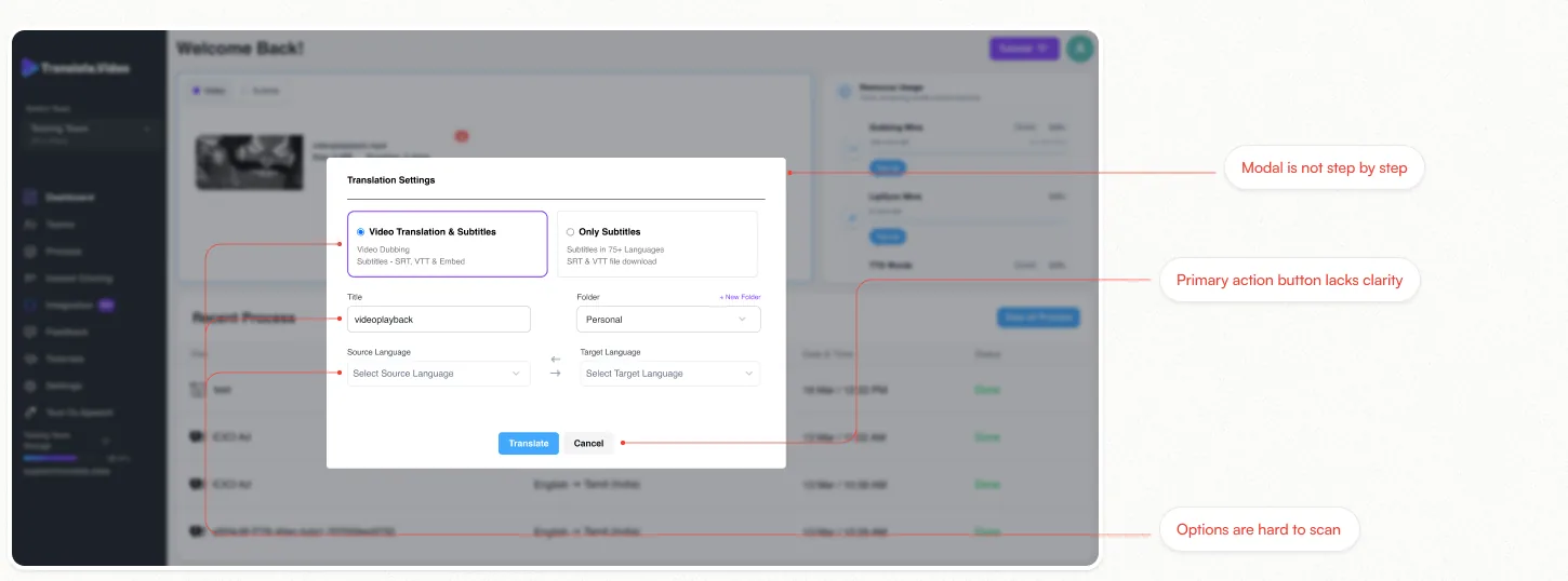 Upload modal, before